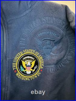 The United States of America President Seal & D. C. Zip Fleece Jacket EMB Navy