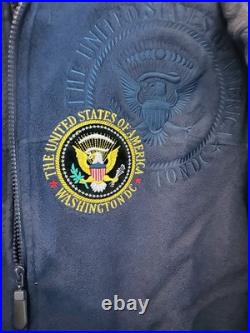 The United States of America President Seal & D. C. Zip Fleece Jacket EMB Navy