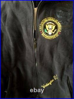 The United States of America President Seal & D. C. Zip Fleece Jacket EMB Navy