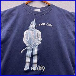 The Wizard of Oz Mens L Tin Man Oil Can Stanley Desantis Navy Blue Tee Shirt Vtg