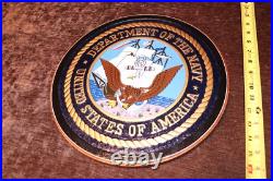 U. S. Department of Navy Mahogany Wood 14 Wall Plaque Emblem