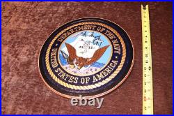 U. S. Department of Navy Mahogany Wood 14 Wall Plaque Emblem