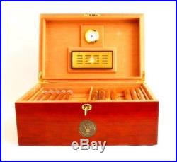 U S NAVY 100 Cigar Humidor by AMERICAN EMBLEMS Rich Cherry Finish SHIPS FREE