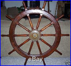 U. S. NAVY Antique Wood Ship Wheel 54