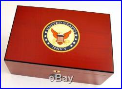 U S NAVY Large Navy Proud Limited Edition Cherry 100 Cigar Humidor SHIPS FREE
