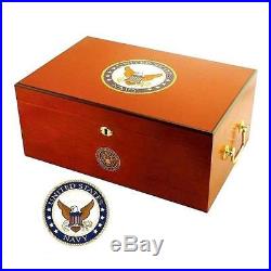 U S NAVY Large Navy Proud Limited Edition Cherry 100 Cigar Humidor SHIPS FREE
