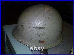 U. S. NAVY STEEL Helmet with Liner & Strap. INFANTRY TYPE 1 U. S. S. GRAY SALVAGE