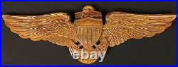 U. S. Naval Aviator Wings Logo 24 3/4, Solid Wood Wall Plaque Sign