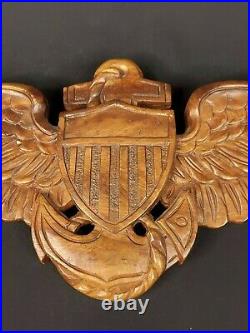 U. S. Naval Aviator Wings Logo 24 3/4, Solid Wood Wall Plaque Sign