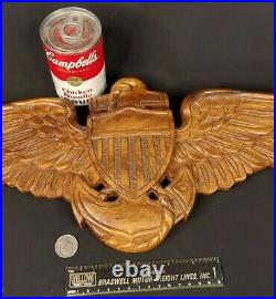 U. S. Naval Aviator Wings Logo 24 3/4, Solid Wood Wall Plaque Sign