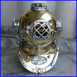 U. S Navy Antique Brass Scuba Deep Sea Diving Divers Helmet Mark V Vintage 18