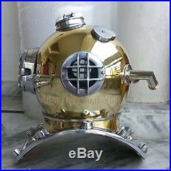 U. S Navy Antique Brass Scuba Deep Sea Diving Divers Helmet Mark V Vintage 18