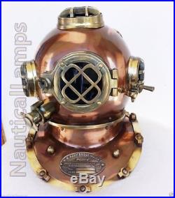 U S Navy Antique Mark V Solid Steel & Brass Diving Divers Helmet Full 18 Gift