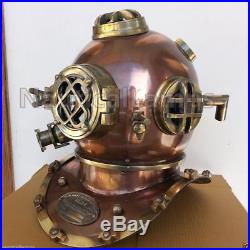 U S Navy Antique Mark V Solid Steel & Brass Diving Divers Helmet Full 18 Gift