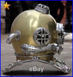 U. S Navy Antique Mark V Solid Steel & Iron Maritime Diving Divers Helmet 18