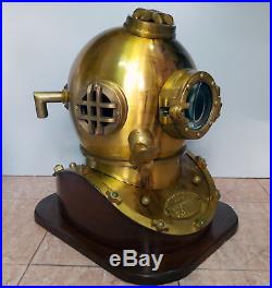 U. S Navy Antique Morse Mark V Brass 18 Boston Diving Helmet Scuba Divers Helmet