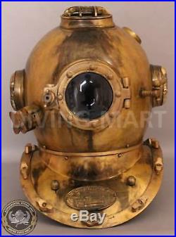U. S Navy Antique Solid Iron Diving Divers Helmet Mark V Full Size 18'