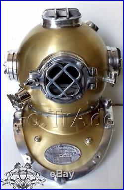 U. S Navy Antique Vintage Solid Steel & Aluminium Morse Diving Divers Helmet Gift