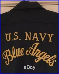 U. S. Navy Blue Angels Ground Crew Workshirt Embroidered Rare Free Shipping