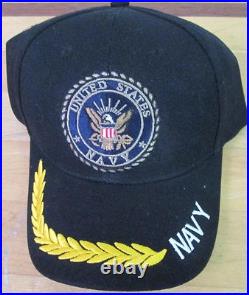 U. S. Navy Cap Black & Tan Colors 60 Pc 2 Color Embroidery Design 100 % Acrylics