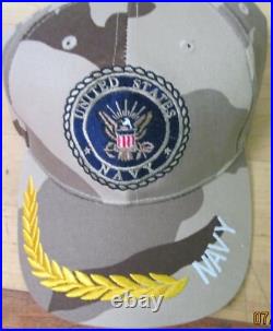 U. S. Navy Cap Black & Tan Colors 60 Pc 2 Color Embroidery Design 100 % Acrylics