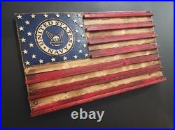 U. S. Navy Challenge Coin Display Rack Holder Shelf Wood Flag Military Gift