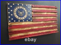 U. S. Navy Challenge Coin Display Rack Holder Shelf Wood Flag Military Gift