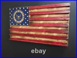 U. S. Navy Challenge Coin Display Rack Holder Shelf Wood Flag Military Gift