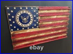 U. S. Navy Challenge Coin Display Rack Holder Shelf Wood Flag Military Gift