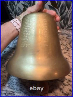 U. S Navy Commemorative Brass Bell 1949-1973 Engraved service Record, Stand, COA
