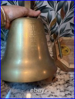 U. S Navy Commemorative Brass Bell 1949-1973 Engraved service Record, Stand, COA