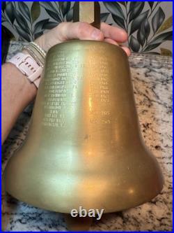 U. S Navy Commemorative Brass Bell 1949-1973 Engraved service Record, Stand, COA