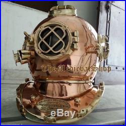 U. S Navy Deep Sea Antique Us Navy Brass Copper Finish Scuba Divers Diving Helmet