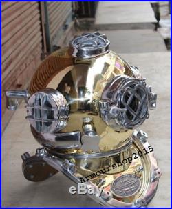U. S Navy Diving Helmet Vintage Morse Solid Brass & Aluminium Full Size
