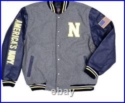 U. S Navy Embroidered Leather Varsity Letterman's Jacket Size L / LARGE NEW