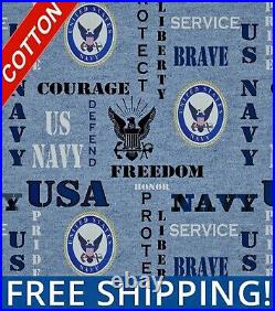 U. S. Navy Heather Cotton Fabric $$ Buy More Save More $$ #1187