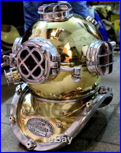 U. S Navy Lmodel Special Solid Brass & Aluminum Fitting Diving Helmet Full Size