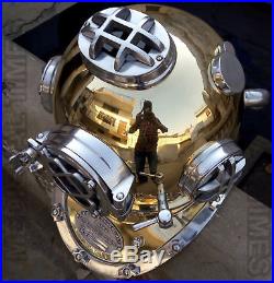 U. S Navy Mark V Aluminium & Brass Diving Divers Helmet 18 Vintage Replica Gift