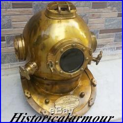 U. S Navy Mark V Antique Diving Divers Helmet Solid Alluminium And Brass 18