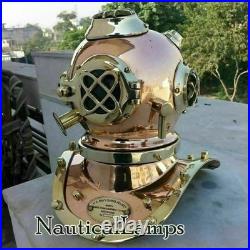 U. S Navy Mark V Brass Copper Diving Divers Helmet Collectible Deep Sea Item