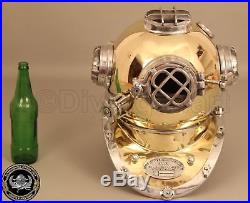 U. S Navy Mark V Divers Helmet Solid New Vintage Brass & Aluminium Antique