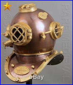 U. S Navy Mark V Diving Divers Helmet Antique Marine Solid Steel & Brass Vintage