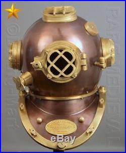 U. S Navy Mark V Diving Divers Helmet Antique Marine Solid Steel & Brass Vintage