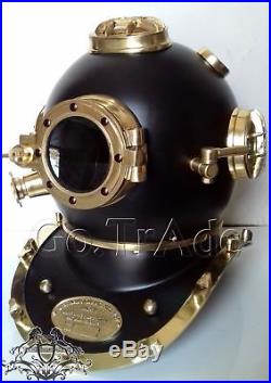 U. S Navy Mark V Diving Divers Helmet Vintage Solid Steel Black Or Brass Finish