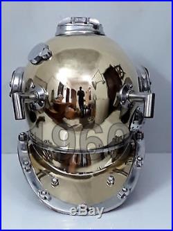 U. S Navy Mark V Sea Antique Vintage Brass Helmet Diving Divers Vintage Helmet