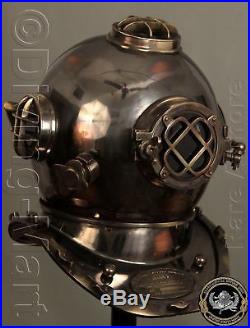 U. S Navy Mark V Solid Antique Copper & Brass Diving Divers Helmet Full 18