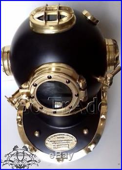 U. S Navy Mark V Solid Steel Black Or Brass Finish Vintage Diving Divers Helmet
