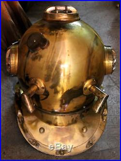 U. S Navy Mark V Solid Steel Heavy Diving Divers Helmet 18 Vintage Diver Helmet
