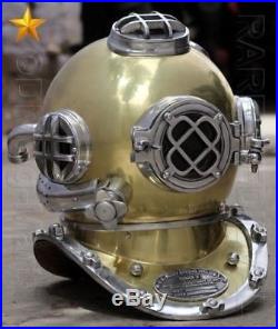 U. S Navy Mark V Solid Steel & Iron Antique Maritime Diving Divers Helmet 18