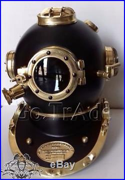 U. S Navy Mark V Vintage Solid Steel Black Finish Diving Divers Helmet Gift
